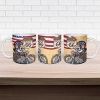 Route 66 United States Ceramic Mug Historic Highway USA Eagle With Motorcycle - Wonder Print Shop