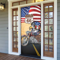 Route 66 United States Door Cover Historic Highway USA Eagle With Motorcycle - Wonder Print Shop