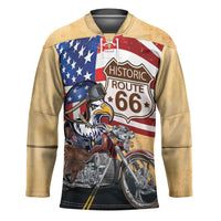 Route 66 United States Hockey Jersey Historic Highway USA Eagle With Motorcycle - Wonder Print Shop