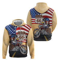 Route 66 United States Hoodie Historic Highway USA Eagle With Motorcycle - Wonder Print Shop