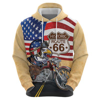 Route 66 United States Hoodie Historic Highway USA Eagle With Motorcycle - Wonder Print Shop