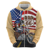 Route 66 United States Hoodie Historic Highway USA Eagle With Motorcycle - Wonder Print Shop