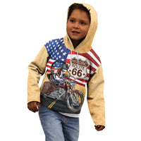 Route 66 United States Kid Hoodie Historic Highway USA Eagle With Motorcycle - Wonder Print Shop