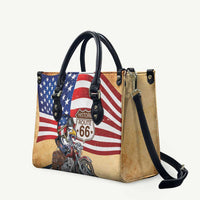 Route 66 United States Leather Bag Historic Highway USA Eagle With Motorcycle - Wonder Print Shop