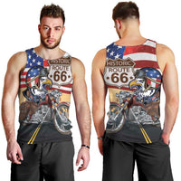 Route 66 United States Men Tank Top Historic Highway USA Eagle With Motorcycle - Wonder Print Shop