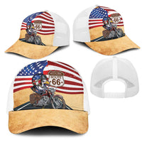 Route 66 United States Mesh Trucker Cap Historic Highway USA Eagle With Motorcycle - Wonder Print Shop