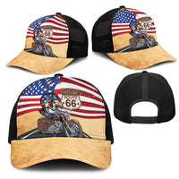 Route 66 United States Mesh Trucker Cap Historic Highway USA Eagle With Motorcycle - Wonder Print Shop