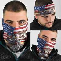 Route 66 United States Neck Gaiter Historic Highway USA Eagle With Motorcycle - Wonder Print Shop