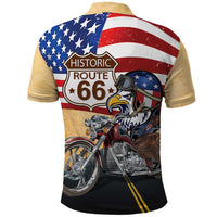 Route 66 United States Polo Shirt Historic Highway USA Eagle With Motorcycle - Wonder Print Shop