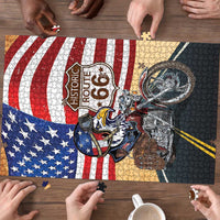 Route 66 United States Puzzle Historic Highway USA Eagle With Motorcycle - Wonder Print Shop