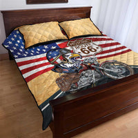 Route 66 United States Quilt Bed Set Historic Highway USA Eagle With Motorcycle - Wonder Print Shop