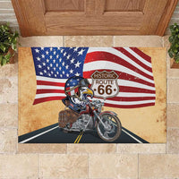 Route 66 United States Rubber Doormat Historic Highway USA Eagle With Motorcycle - Wonder Print Shop