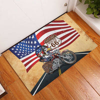 Route 66 United States Rubber Doormat Historic Highway USA Eagle With Motorcycle - Wonder Print Shop