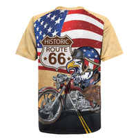 Route 66 United States Rugby Jersey Historic Highway USA Eagle With Motorcycle - Wonder Print Shop