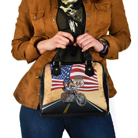 Route 66 United States Shoulder Handbag Historic Highway USA Eagle With Motorcycle - Wonder Print Shop