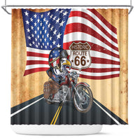Route 66 United States Shower Curtain Historic Highway USA Eagle With Motorcycle - Wonder Print Shop