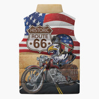Route 66 United States Sleeveless Puffer Jacket Historic Highway USA Eagle With Motorcycle - Wonder Print Shop