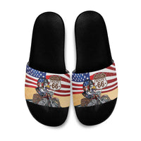 Route 66 United States Slide Sandals Historic Highway USA Eagle With Motorcycle - Wonder Print Shop