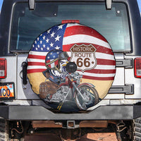 Route 66 United States Spare Tire Cover Historic Highway USA Eagle With Motorcycle - Wonder Print Shop