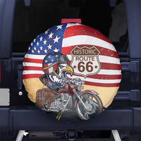 Route 66 United States Spare Tire Cover Historic Highway USA Eagle With Motorcycle - Wonder Print Shop