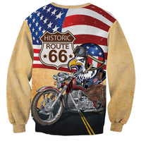 Route 66 United States Sweatshirt Historic Highway USA Eagle With Motorcycle - Wonder Print Shop
