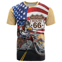 Route 66 United States T Shirt Historic Highway USA Eagle With Motorcycle - Wonder Print Shop