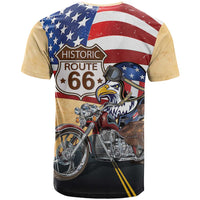 Route 66 United States T Shirt Historic Highway USA Eagle With Motorcycle - Wonder Print Shop