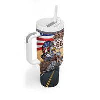 Route 66 United States Tumbler With Handle Historic Highway USA Eagle With Motorcycle - Wonder Print Shop
