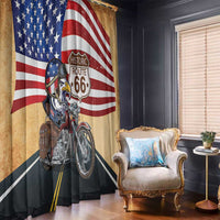 Route 66 United States Window Curtain Historic Highway USA Eagle With Motorcycle - Wonder Print Shop