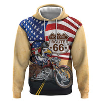 Route 66 United States Zip Hoodie Historic Highway USA Eagle With Motorcycle - Wonder Print Shop