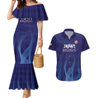 Custom Japan Football Couples Matching Mermaid Dress and Hawaiian Shirt Go Champions Nadeshiko Japanese - Wonder Print Shop
