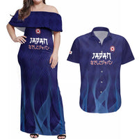 Custom Japan Football Couples Matching Off Shoulder Maxi Dress and Hawaiian Shirt Go Champions Nadeshiko Japanese - Wonder Print Shop