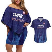 Custom Japan Football Couples Matching Off Shoulder Short Dress and Hawaiian Shirt Go Champions Nadeshiko Japanese - Wonder Print Shop
