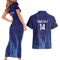 Custom Japan Football Couples Matching Short Sleeve Bodycon Dress and Hawaiian Shirt Go Champions Nadeshiko Japanese - Wonder Print Shop