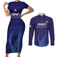 Custom Japan Football Couples Matching Short Sleeve Bodycon Dress and Long Sleeve Button Shirt Go Champions Nadeshiko Japanese - Wonder Print Shop