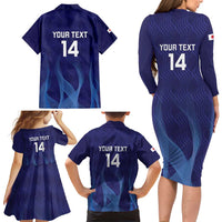 Custom Japan Football Family Matching Long Sleeve Bodycon Dress and Hawaiian Shirt Go Champions Nadeshiko Japanese - Wonder Print Shop