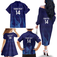 Custom Japan Football Family Matching Off The Shoulder Long Sleeve Dress and Hawaiian Shirt Go Champions Nadeshiko Japanese - Wonder Print Shop