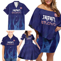 Custom Japan Football Family Matching Off Shoulder Short Dress and Hawaiian Shirt Go Champions Nadeshiko Japanese - Wonder Print Shop