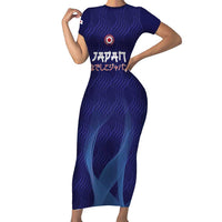 Custom Japan Football Short Sleeve Bodycon Dress Go Champions Nadeshiko Japanese - Wonder Print Shop