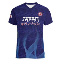 Custom Japan Football Women V-Neck T-Shirt Go Champions Nadeshiko Japanese - Wonder Print Shop