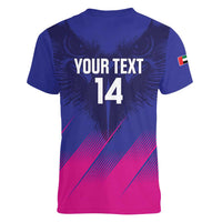 Custom UAE Cricket Women V-Neck T-Shirt Go Champions United Arab Emirates Falcon - Wonder Print Shop