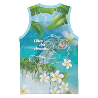 Afro Haiti Cotes des Arcadins Basketball Jersey Ayiti Map With Royal Palm Plumeria - Wonder Print Shop