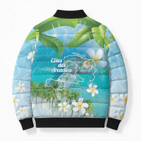 Afro Haiti Cotes des Arcadins Bomber Puffer Jacket Ayiti Map With Royal Palm Plumeria - Wonder Print Shop