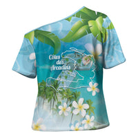 Afro Haiti Cotes des Arcadins Cross Shoulder Shirt Ayiti Map With Royal Palm Plumeria - Wonder Print Shop