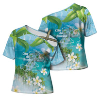 Afro Haiti Cotes des Arcadins Cross Shoulder Shirt Ayiti Map With Royal Palm Plumeria - Wonder Print Shop
