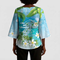 Afro Haiti Cotes des Arcadins Kimono Sleeve Blouse Ayiti Map With Royal Palm Plumeria - Wonder Print Shop