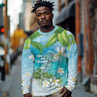 Afro Haiti Cotes des Arcadins Long Sleeve Shirt Ayiti Map With Royal Palm Plumeria - Wonder Print Shop