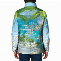 Afro Haiti Cotes des Arcadins Padded Jacket Ayiti Map With Royal Palm Plumeria - Wonder Print Shop