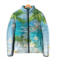 Afro Haiti Cotes des Arcadins Padded Jacket Ayiti Map With Royal Palm Plumeria - Wonder Print Shop