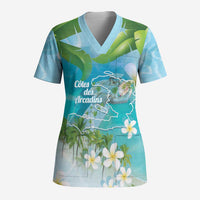 Afro Haiti Cotes des Arcadins Scrub Top Ayiti Map With Royal Palm Plumeria - Wonder Print Shop